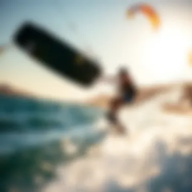 Thrill of Kiteboarding A dynamic kiteboarding scene capturing the thrill of high-performance gear.
