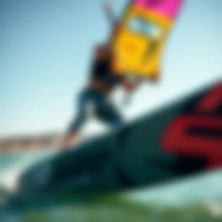 Eco-friendly Kiteboarding An eco-friendly kiteboard emphasizing sustainability practices in manufacturing.