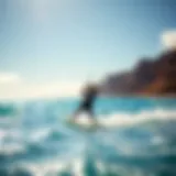 A vivid kiteboarding session against the backdrop of Maui's coastline