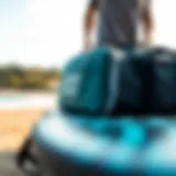 A high-quality kiteboard travel bag showcasing durable materials and padding