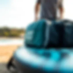 A high-quality kiteboard travel bag showcasing durable materials and padding