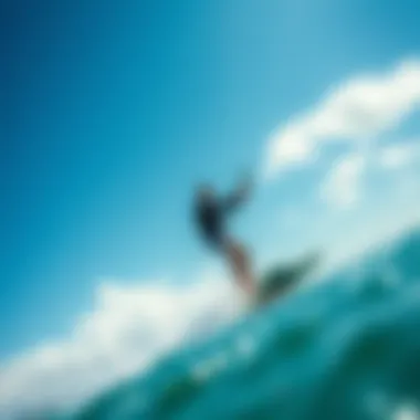 Kiteboarding with Oz Hydrofoil Kiteboarder utilizing the Oz Hydrofoil