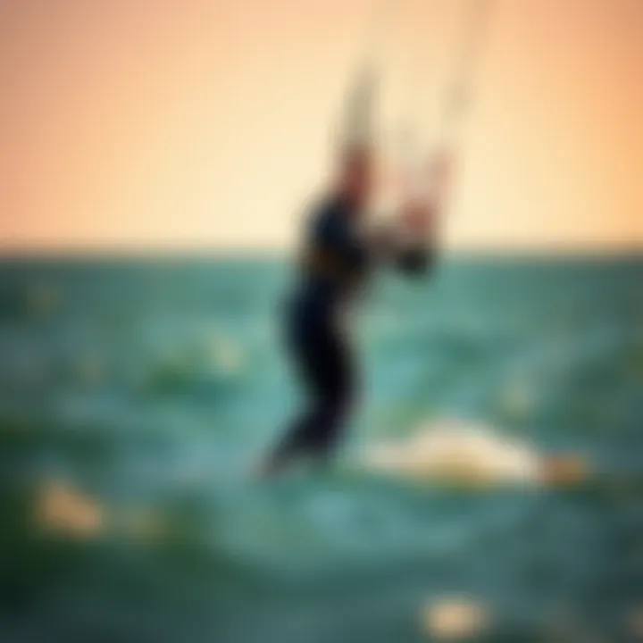 Kiteboarding with a Drysuit Kiteboarder showcasing a drysuit in a serene setting