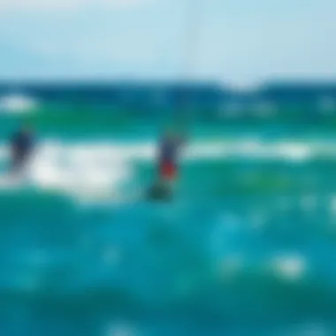 Thrilling Kiteboarding Experience Kiteboarding in action over the waves
