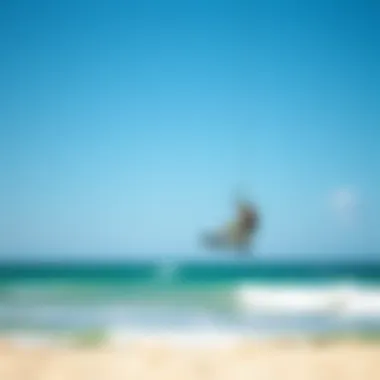 Eco-Friendly Kiteboarding A serene coastline promoting sustainable kiteboarding practices