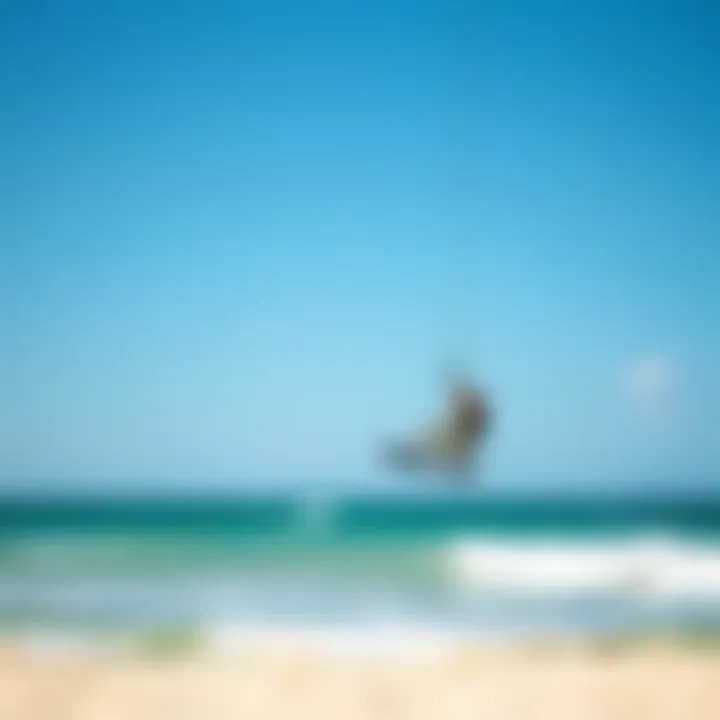 Eco-Friendly Kiteboarding A serene coastline promoting sustainable kiteboarding practices