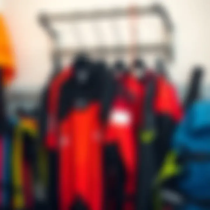 Organized Kiteboarding Gear with Drying System Kiteboarding gear neatly organized with a drying system