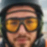 Close-up of kiteboarding glasses showcasing lens technology