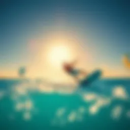 A stunning view of kiteboarding in blue waters