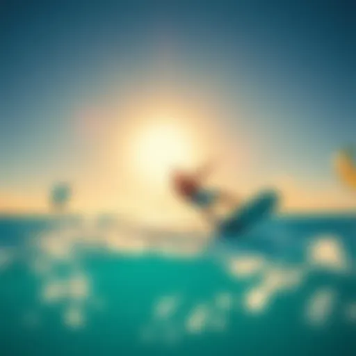 A stunning view of kiteboarding in blue waters