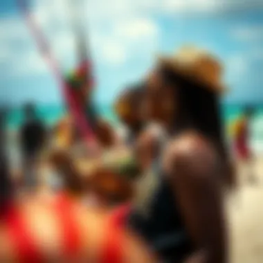 Local culture showcased through vibrant beach life and kiteboarding community events