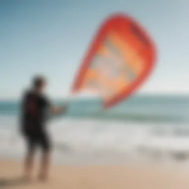 Instructor demonstrating kite control techniques on the beach