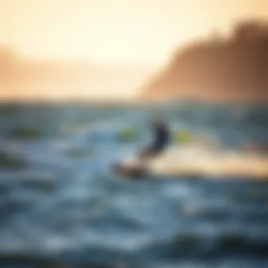 Perfect Kiteboarding Conditions Windy beach conditions ideal for kiteboarding enthusiasts