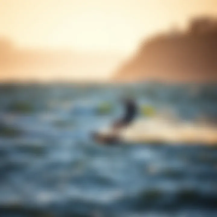 Perfect Kiteboarding Conditions Windy beach conditions ideal for kiteboarding enthusiasts