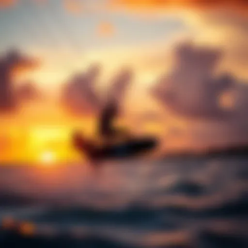 A stunning view of kiteboarding at sunset in West Palm Beach