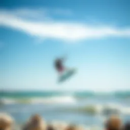 Kiteboarding on the vibrant beaches of Los Angeles with clear blue skies