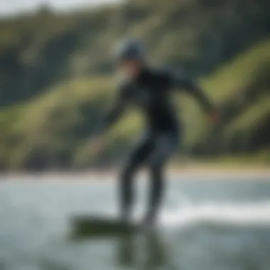 Dynamic Kiteboarding Performance in Vissla Wet Suit Kiteboarding action with Vissla wet suit