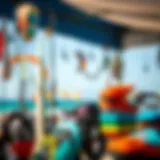 Kitesurfing gear displayed in a vibrant outdoor setting