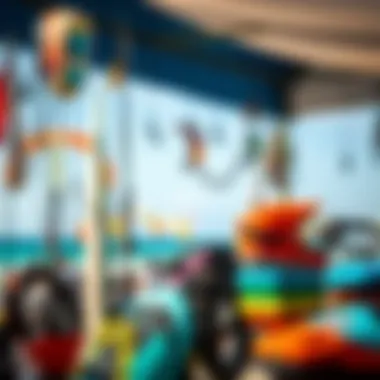 Kitesurfing gear displayed in a vibrant outdoor setting