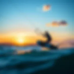 Kitesurfing action at sunset over the pristine waters of Costa Rica