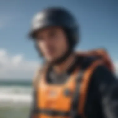 Safety gear for kitesurfing including helmet and life vest