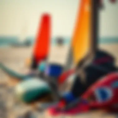 Essential Gear for Kitesurfing Adventures Essential kitesurfing gear displayed on the beach