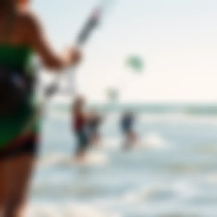 Kitesurfing Enthusiasts on the Charleston Coastline A group of kitesurfing enthusiasts enjoying the vibrant Charleston coastline.