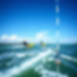 A stunning view of kitesurfers navigating the waves in Charleston Harbor.