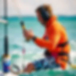 Kitesurfing instructor demonstrating techniques