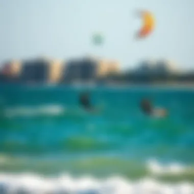Kitesurfing Community in West Palm Beach A scenic view of kitesurfers in action on the water