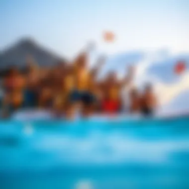 Local kitesurfing community celebrating in the Maldives