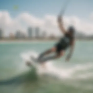 Group of kitesurfers enjoying a sunny day