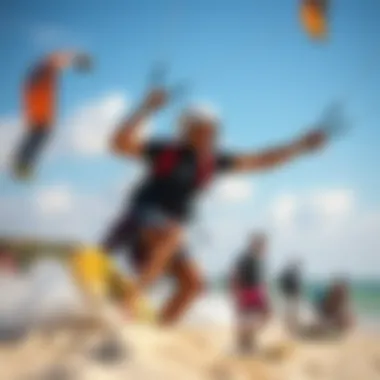 Kiteboarding Community and Culture A montage depicting the cultural impact of kiteboarding, featuring community events and gatherings.
