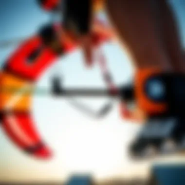 Innovative Kiteboarding Equipment A close-up of advanced kiteboarding gear showcasing the latest technology and design.