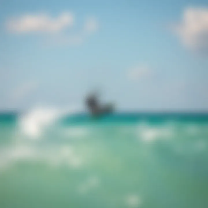 Kiteboarding in Lake Worth A kiteboarder soaring above the waves in Lake Worth.