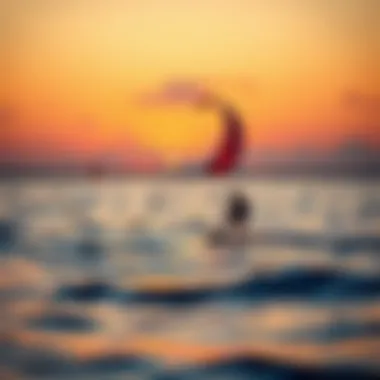 Scenic Sunset in Lake Worth A vibrant sunset casting reflections on the water, ideal for kiteboarding.