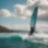 A high-performance Liquid Force kite board showcased against a vibrant ocean backdrop