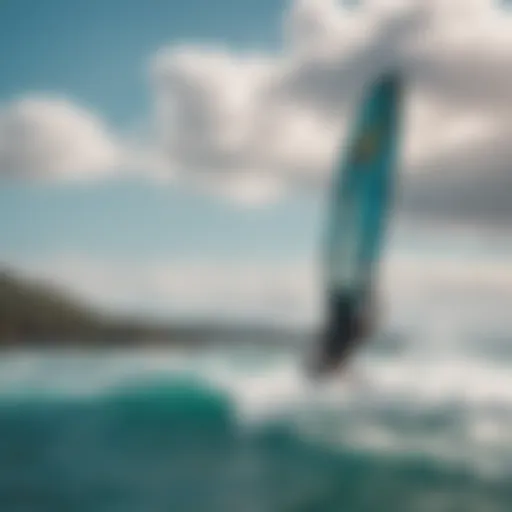 A high-performance Liquid Force kite board showcased against a vibrant ocean backdrop