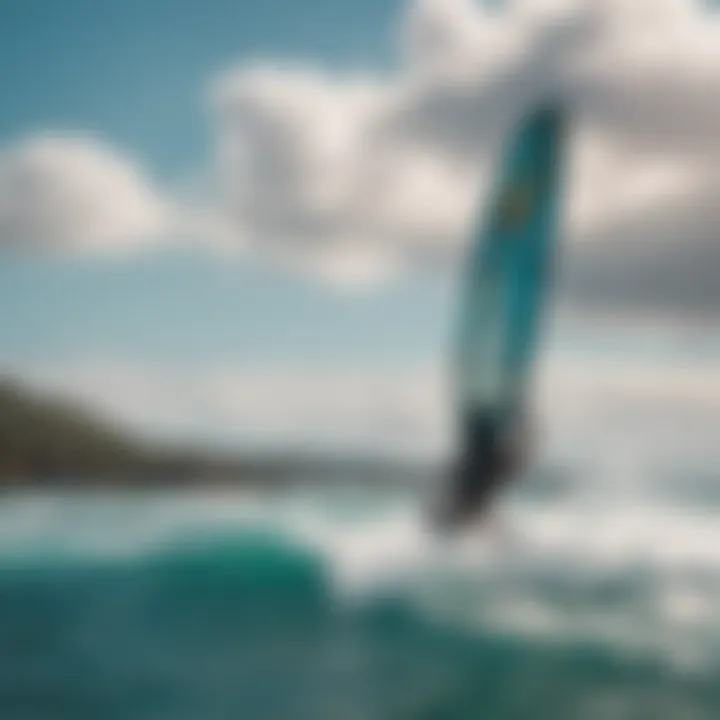 A high-performance Liquid Force kite board showcased against a vibrant ocean backdrop