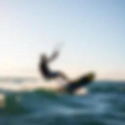 A kiteboarder gracefully maneuvering in low wind conditions