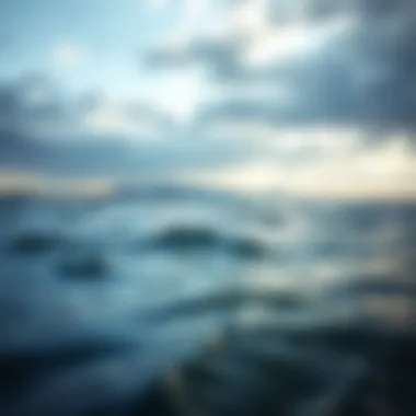 A serene water landscape perfect for low wind kiteboarding