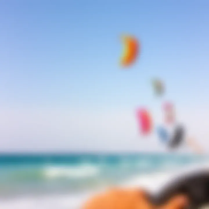 Colorful kites soaring above a vibrant beach