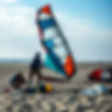 Setting Up for Success on the Shore Kite setup on the beach with optimal wind conditions