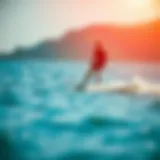 Innovative motorized hydrofoil surfboard gliding above water