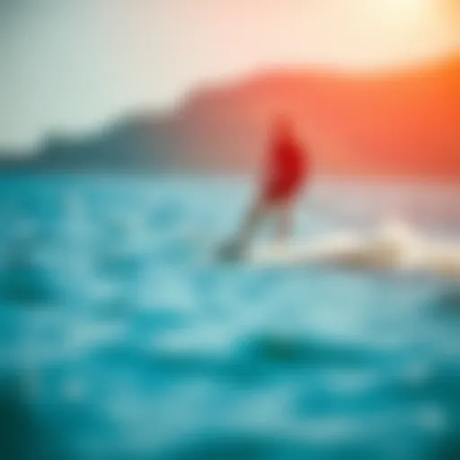 Innovative motorized hydrofoil surfboard gliding above water