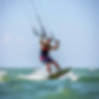 Performance Benefits of Mystic Kite Harness Kiteboarder demonstrating the performance benefits of the Mystic Kite Harness on water