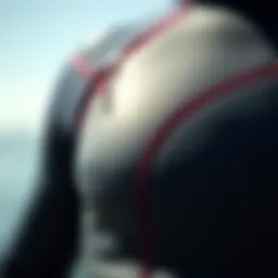 Close-up view of the Mystic Marshall Wetsuit showcasing its intricate stitching and material texture