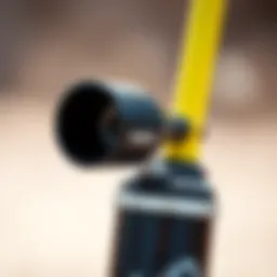 A close-up view of a Naish kite pump showcasing its unique nozzle design