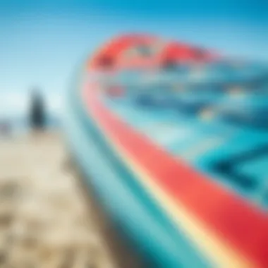 Close-up of Naish kite surfboard design and materials