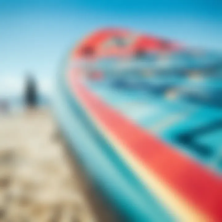 Close-up of Naish kite surfboard design and materials